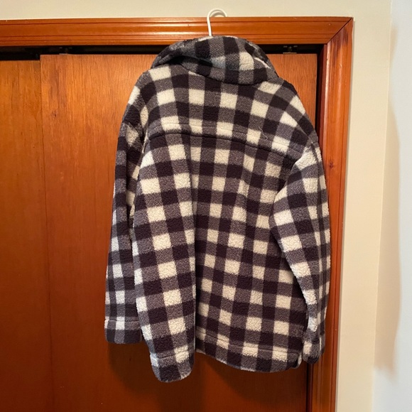 Button Up Checkered Black and White Sweatshirt - Picture 2 of 3